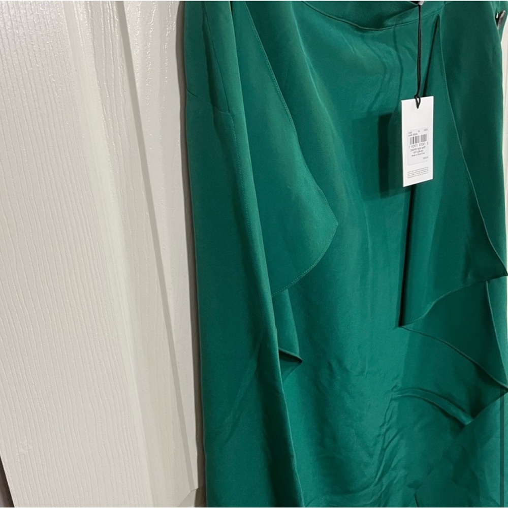 Coach green silk side button ruffle skirt NWT - Picture 3 of 5